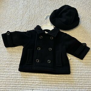 Starting Out black pea coat with hat 3 months nwt